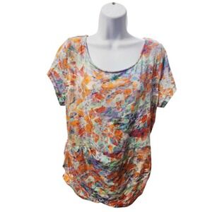 Soft Surroundings Women's Top Large Floral Pattern Cotton‎ Blend
